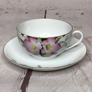 Vintage Hand Painted Noritake AZALEA Tea Cup & Saucer Floral Coffee